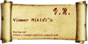 Vimmer Miklós névjegykártya